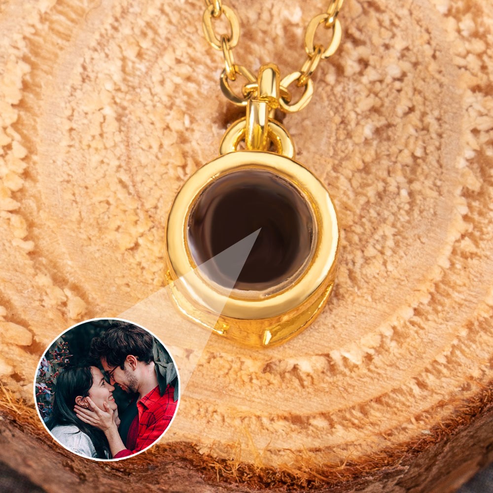 Custom Photo Projection Charm Necklace For Couple Valentine's Day Gift