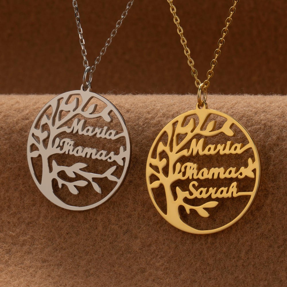 Personalised Family Tree Necklaces With Kids Name For Mother's Day Family Gift Ideas