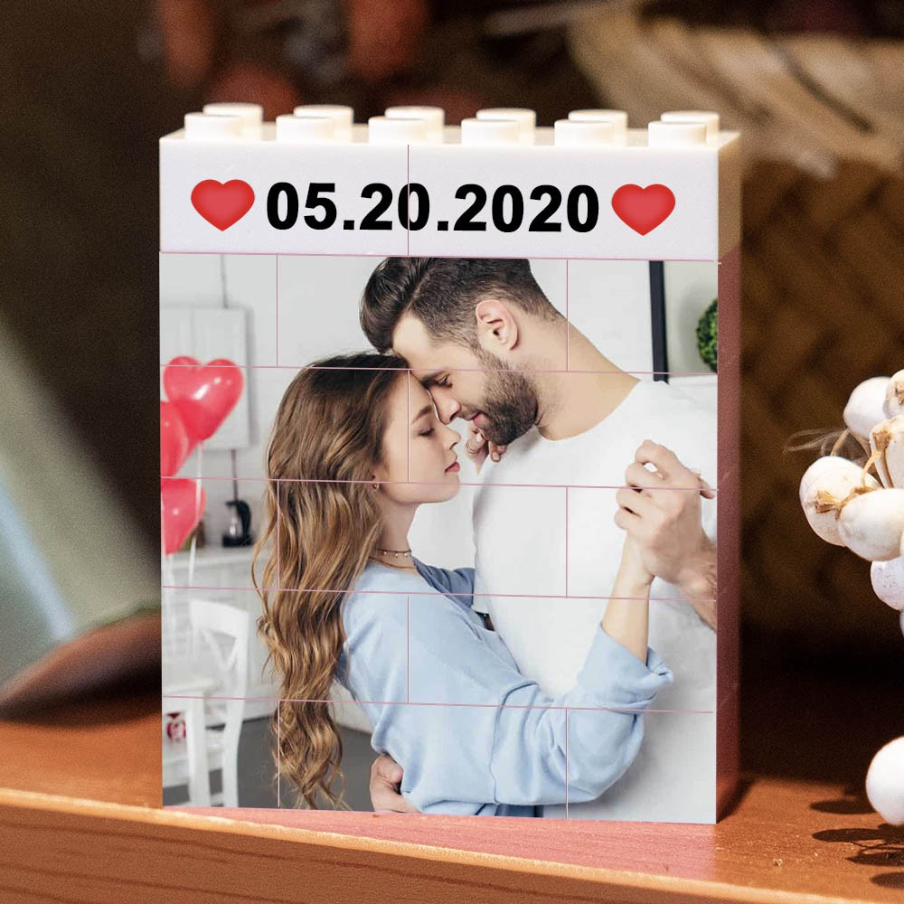 Custom Photo Block Puzzle Building Brick Gift For Her Valentine's Day