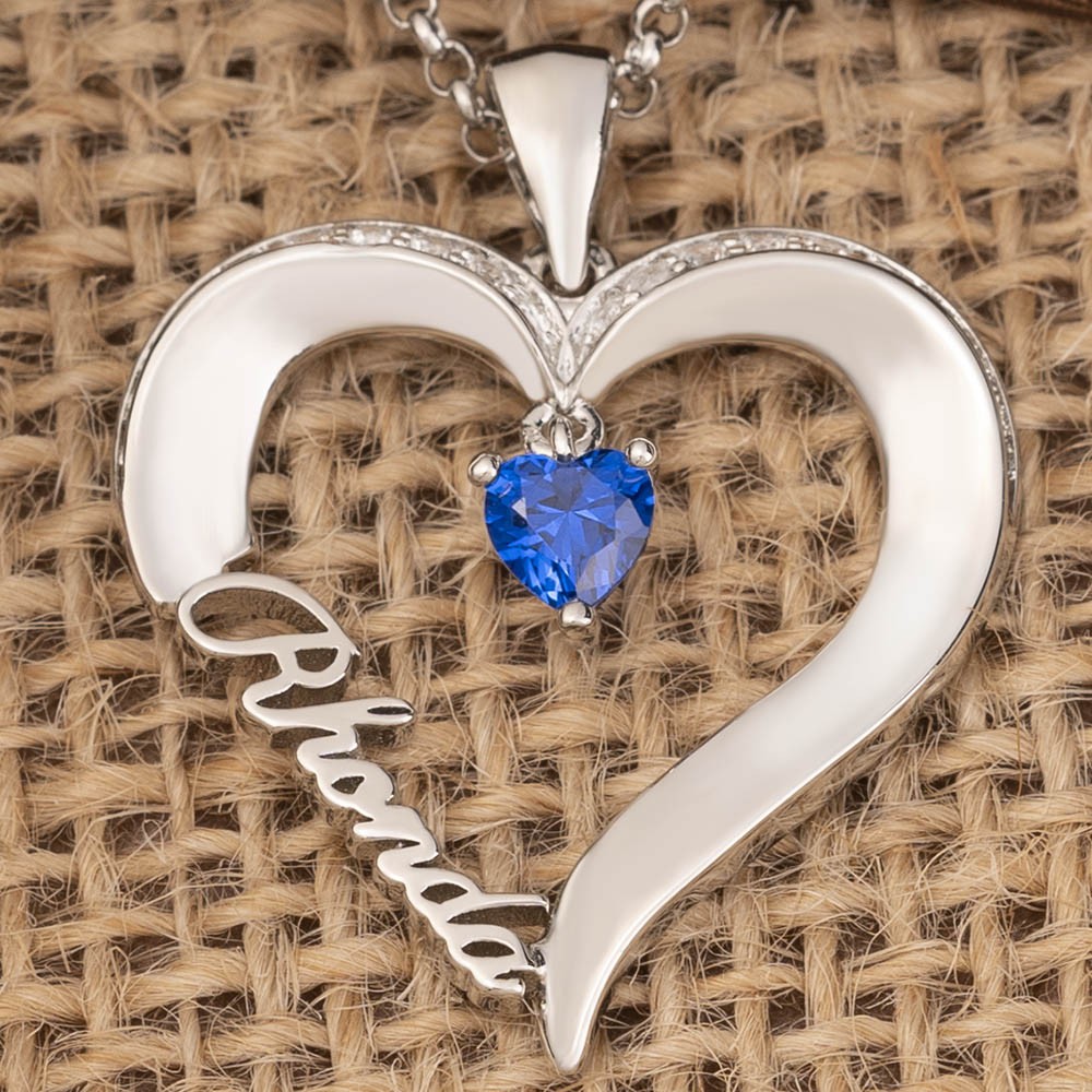 Personalised Heart Birthstone Necklace For Her and Mum