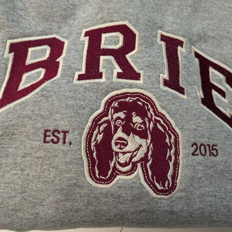 Custom Embroidered Dog Face Varsity Style Sweatshirt With Name For Pet Lover Gifts