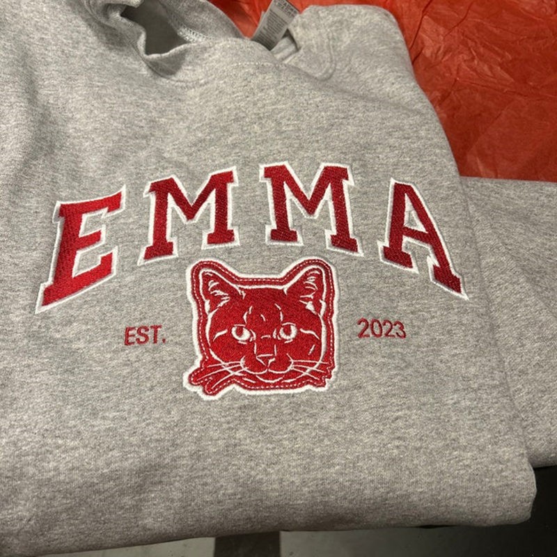 Custom Embroidered Dog Face Varsity Style Sweatshirt With Name For Pet Lover Gifts