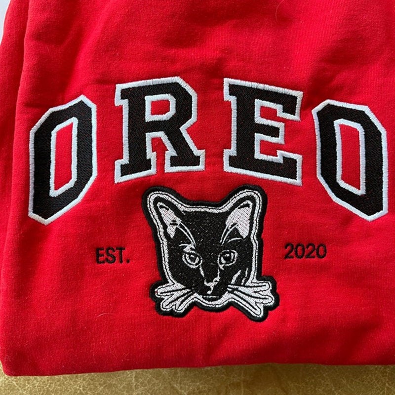 Custom Embroidered Dog Face Varsity Style Sweatshirt With Name For Pet Lover Gifts
