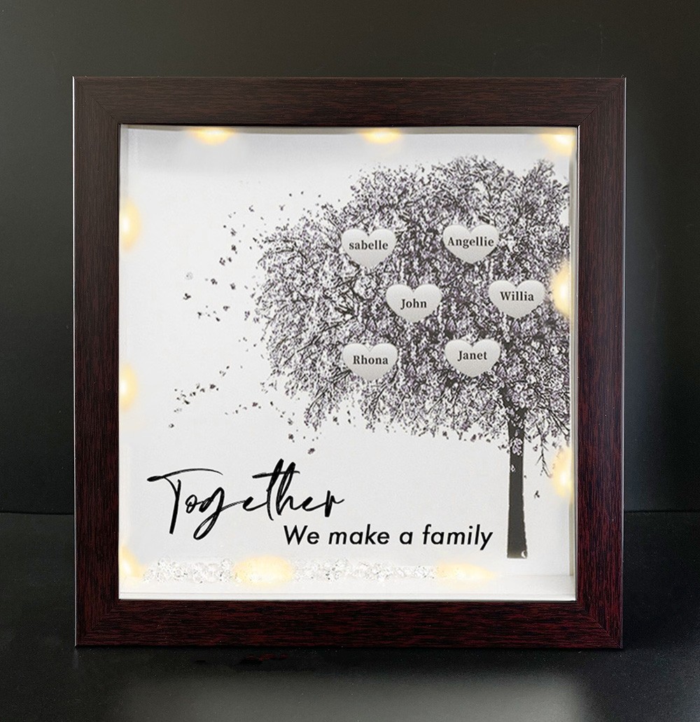 Together We Make a Family Personalized Family Tree Name Red Oak Frame Home Decor
