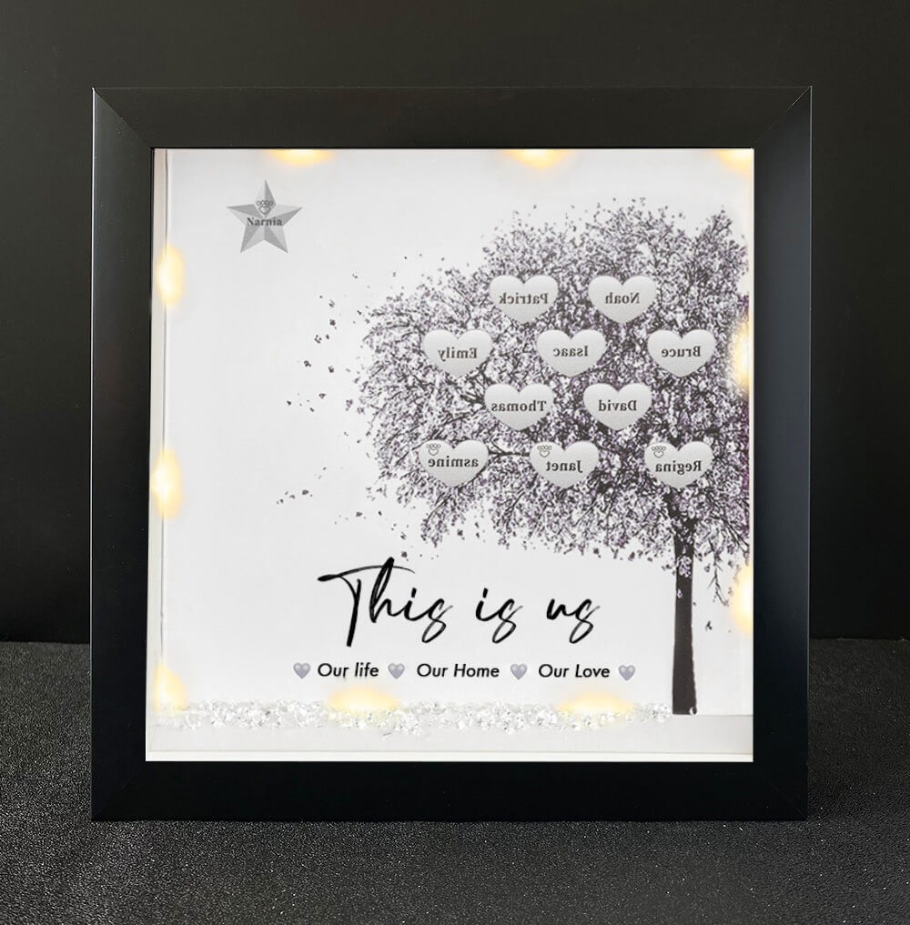 This is Our Life Personalized Family Tree Name Black Frame Home Decor