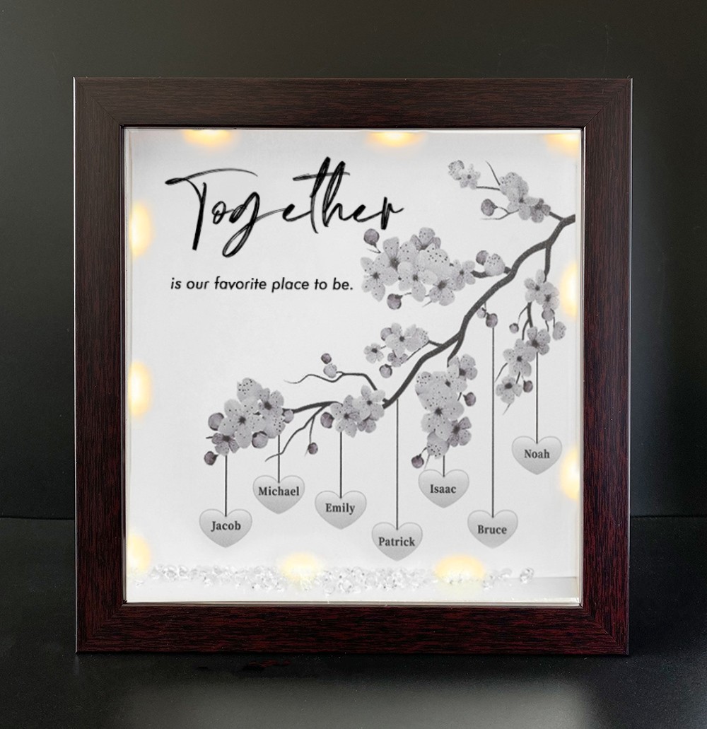 Together is Our Favorite Place to be Personalized Family Tree Name Red Oak Frame Home Decor
