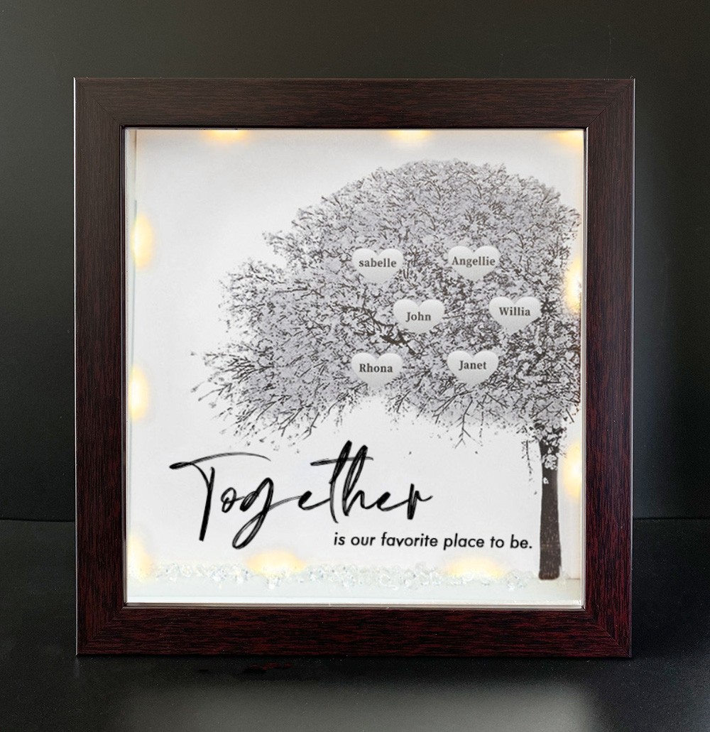Together is Our Favorite Place to be Personalized Family Tree Name Red Oak Frame Home Decor