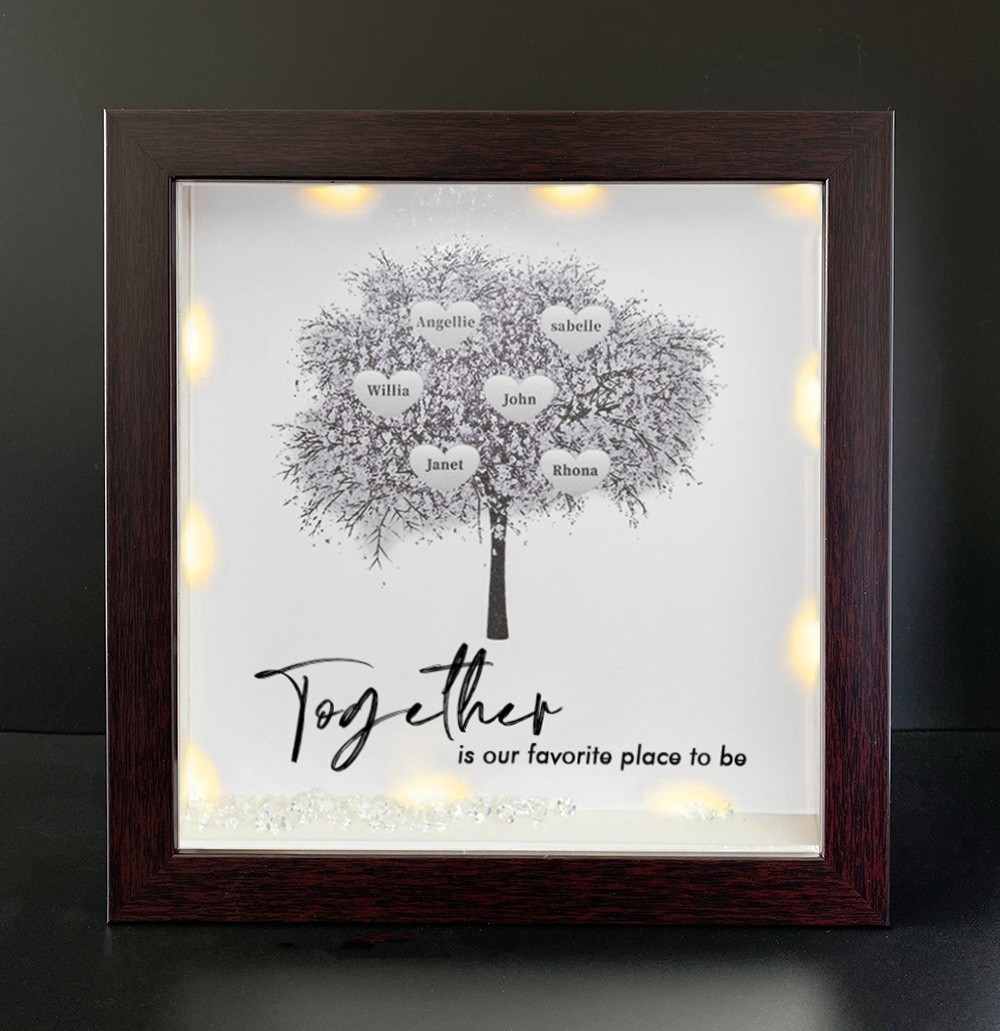 Together is Our Favorite Place to be Personalized Family Tree Name Red Oak Frame Home Decor