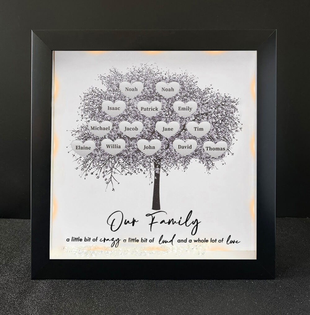 Personalized Family Tree Name Black Frame Home Decor
