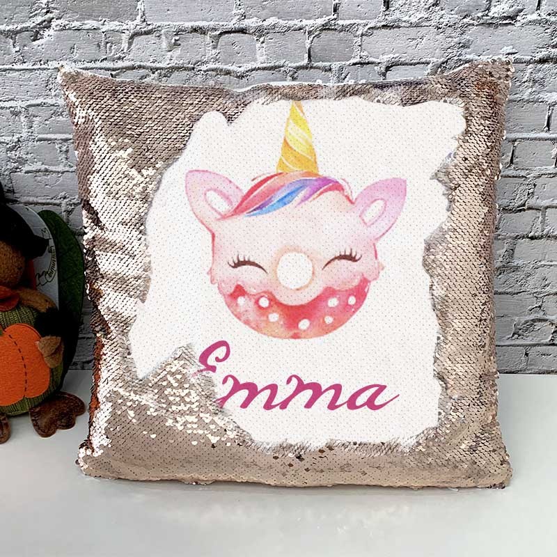 Personalized Sequin Name Pillow Girl Birthday Gift