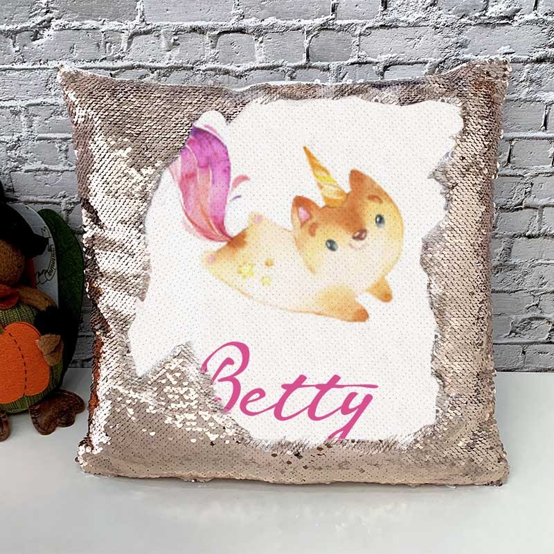 Personalized Sequin Name Pillow Girl Birthday Gift