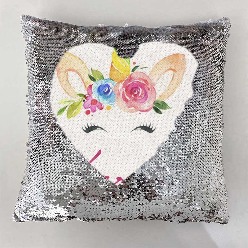 Personalized Sequin Name Sliver Pillow Unicorn Birthday Gift for Girls