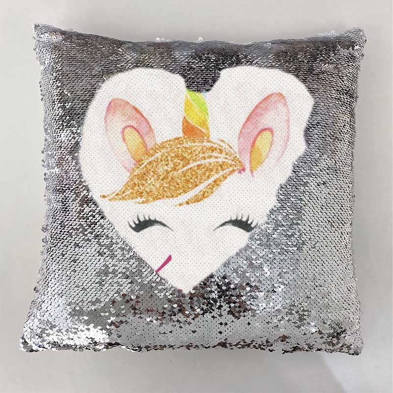 Personalized Sequin Name Sliver Pillow Unicorn Birthday Gift for Girls