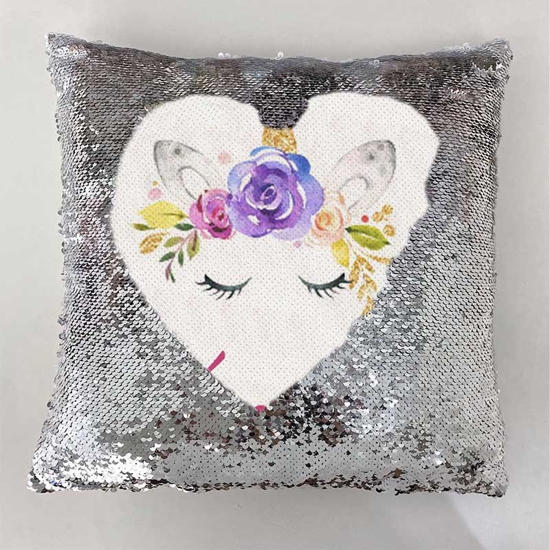 Personalized Sequin Name Sliver Pillow Unicorn Birthday Gift for Girls