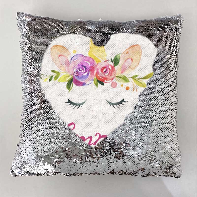 Personalized Sequin Name Sliver Pillow Unicorn Birthday Gift for Girls