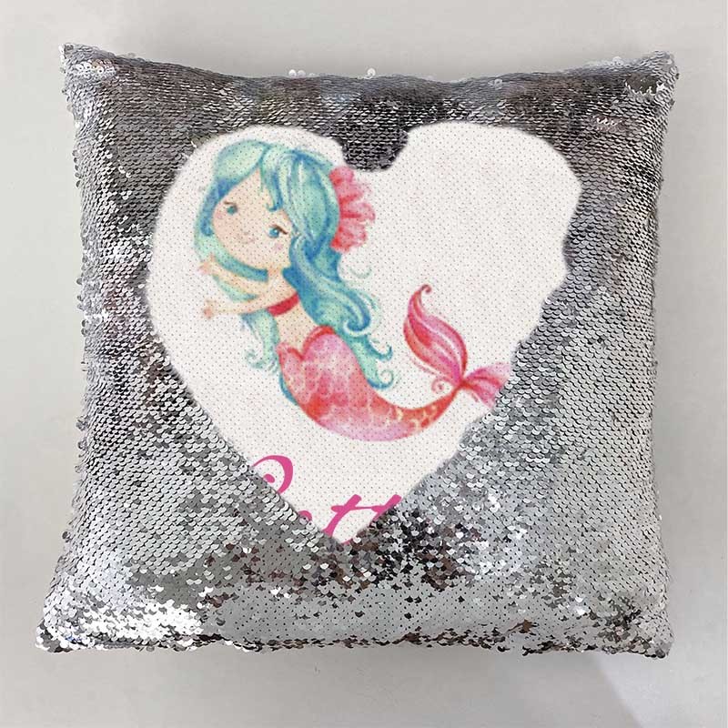 Personalized Sequin Name Sliver Pillow Mermaid Girl Birthday Gift