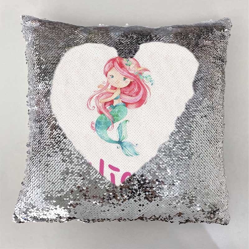 Personalized Sequin Name Sliver Pillow Mermaid Girl Birthday Gift