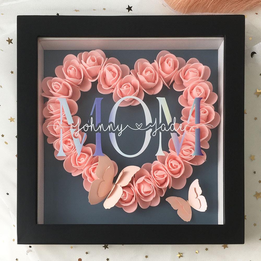 Personalized Mom Flower Shadow Box With Name For Mother's Day