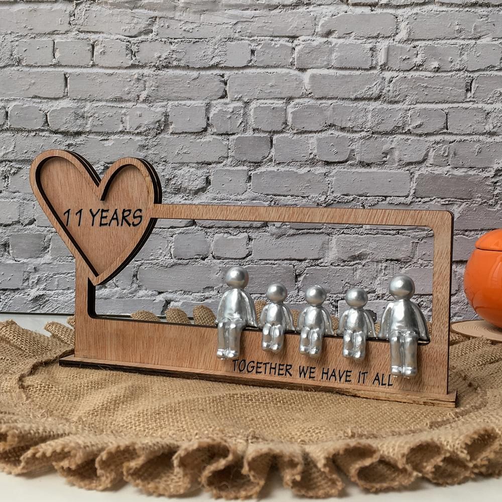11 Years Together We Have it All Personalized Sculpture Figurines 11th Anniversary Family Christmas Gift