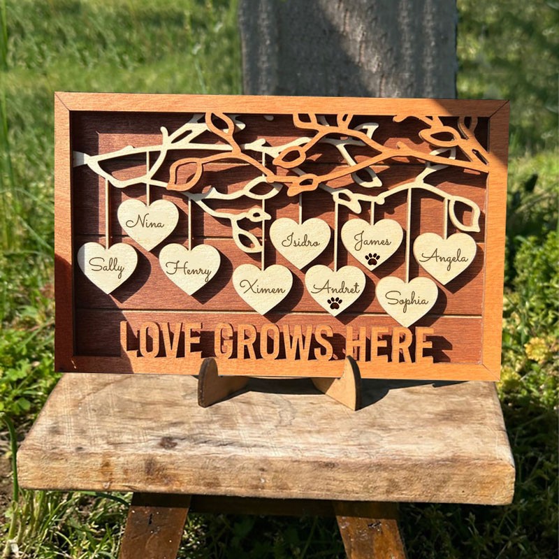 Custom Family Tree Wood Sign With Kids Name For Mother's Day Christmas Gift Ideas