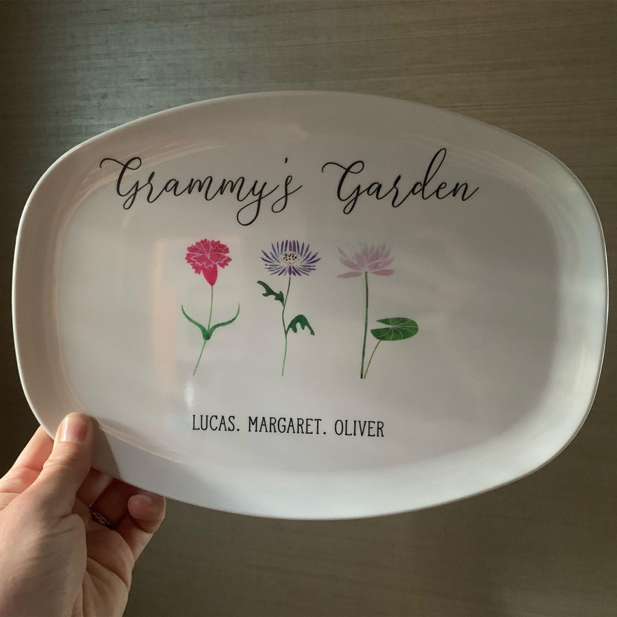 Personalized Birth Month Flower Platter With Names For Mom Family Grandma