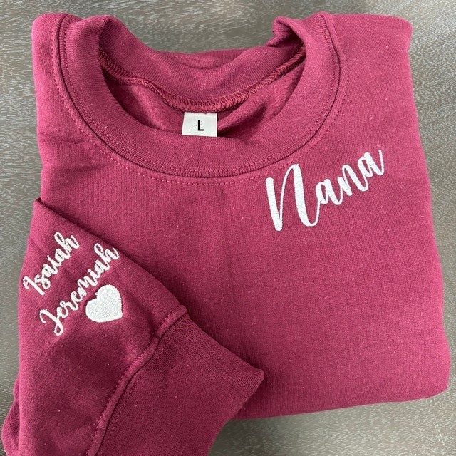 Custom Embroidered Nana Sweatshirt Hoodie with Kids Names For Mother's Day Gift Ideas