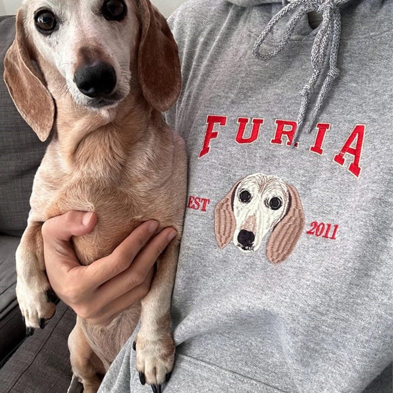 Personalized Dog Face Embroidered Sweatshirt Varsity Style For Pet Lover Gifts