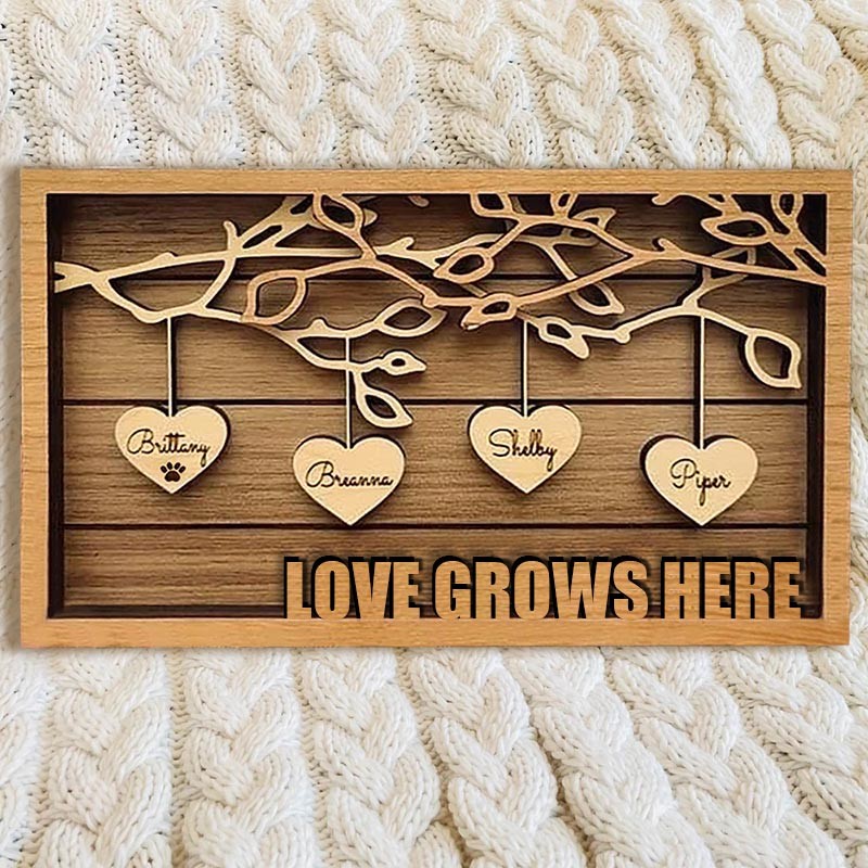 Personalized Family Tree Wood Dad Sign With Kids Name For Father's Day