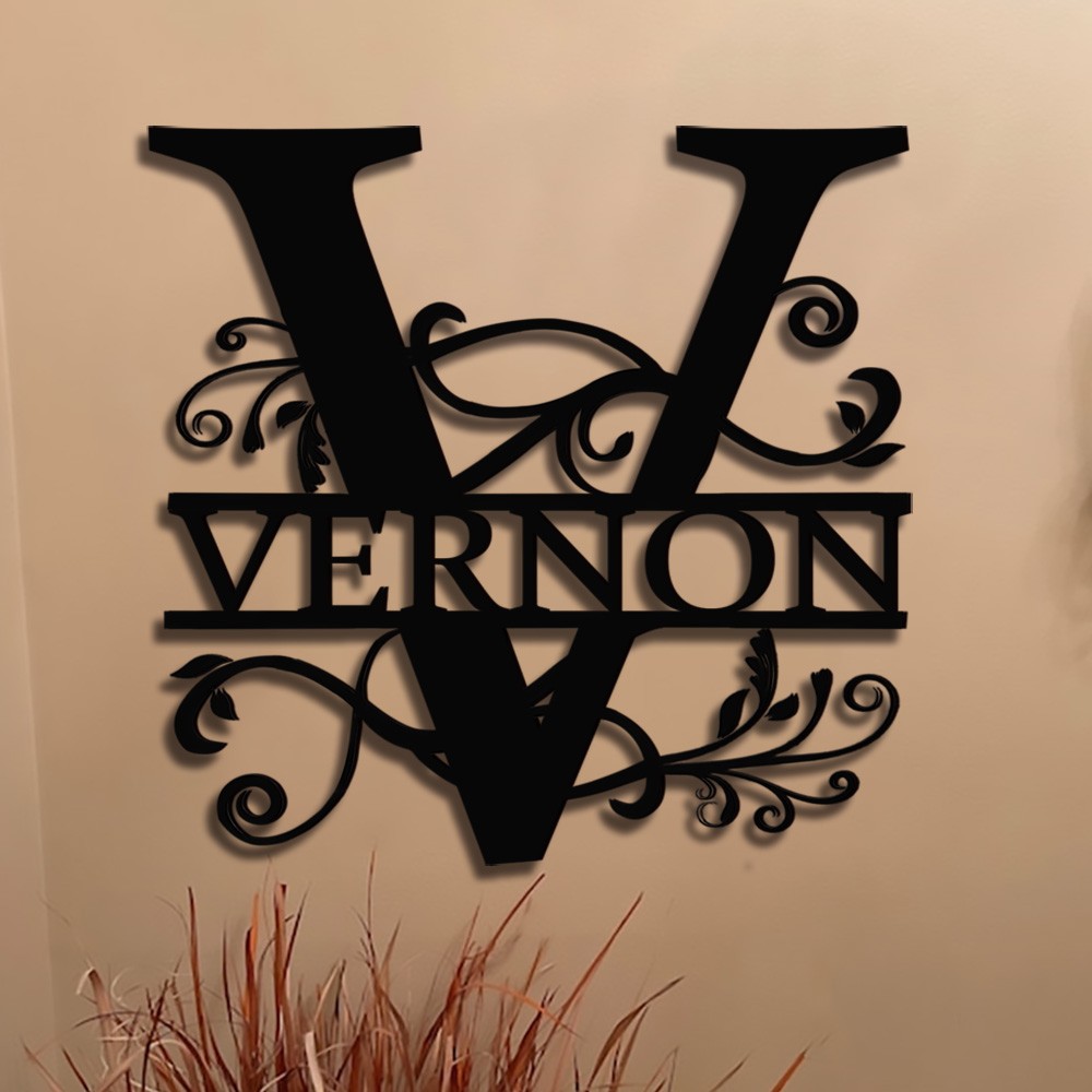 Personalized Family Name Metal Sign Monogram Home Wall Decor