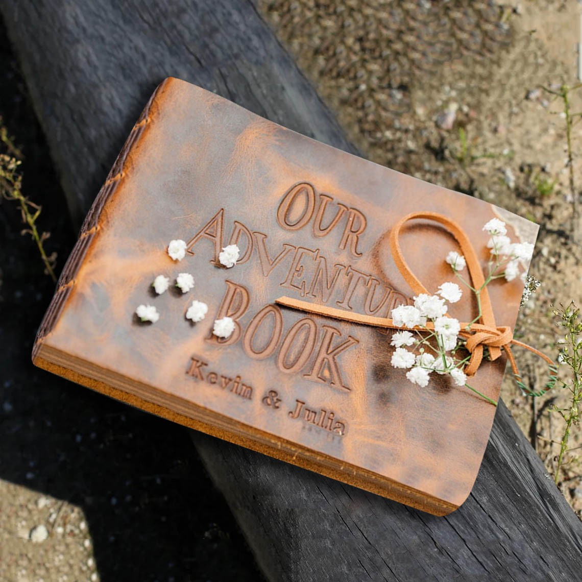 Our Adventure Book Personalized Leather Photo Album For Valentine's Day Anniversary Gift Ideas