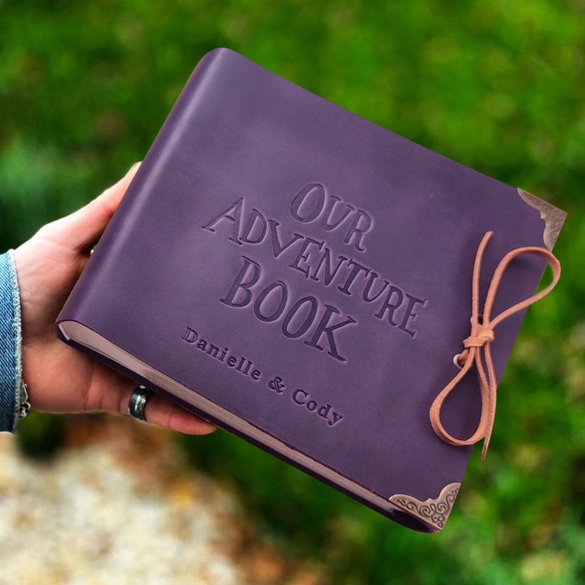 Our Adventure Book Personalized Leather Photo Album For Valentine's Day Anniversary Gift Ideas