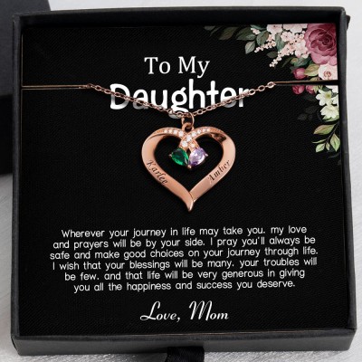 To My Daughter Necklace From Mom Personalized Heart Gift For Girl