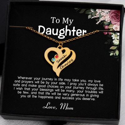 To My Daughter Heart Necklace From Mom With Personalized Name For Girl