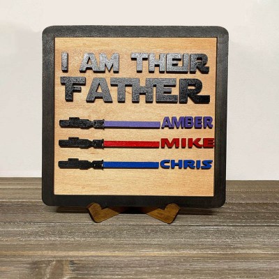 I Am Their Father Sign Personalized Kids Name Frame For Dad Father's Day