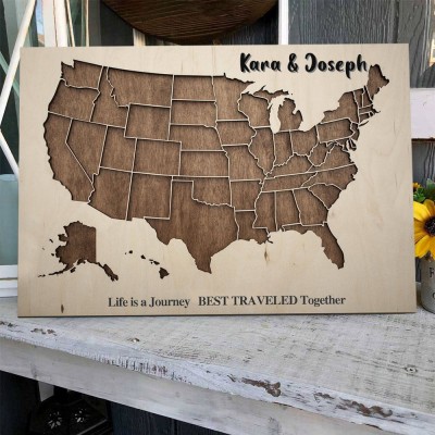 Push Pin USA Travel Map For Couples Custom Anniversary Gifts Home Wall Decor