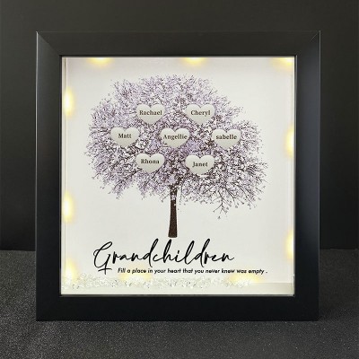 Personalized Family Tree Grandchildren Name Black Frame Home Decor For Grandma