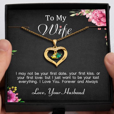 To My Wife Gift Ideas From Husband Personalized Heart Necklace With Her and Him Name For Valentine's Day