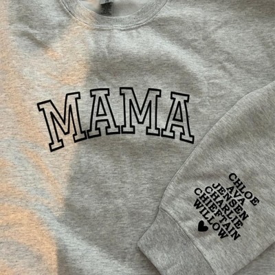 Custom Mama Embroidered Sweatshirt Hoodie with Kids Names For Mother's Day Gift Ideas