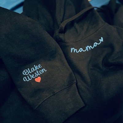 Custom Mama Embroidered Sweatshirt Hoodie with Kids Names For Mother's Day Gift Ideas