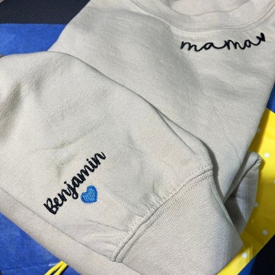 Custom Mama Embroidered Sweatshirt Hoodie with Kids Names For Mother's Day Gift Ideas