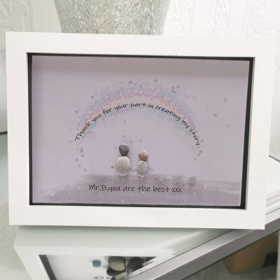 Personalized Pebble Art Picture Frame For Couple Wedding Anniversary Valentine's Day