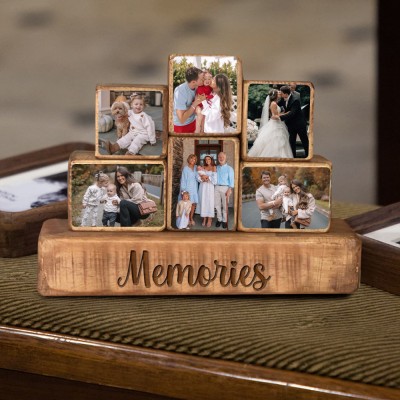 Custom Family Wood Stacking Photo Blocks Set For Christmas Day Gift Ideas