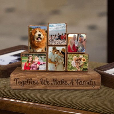 Custom Family Wood Stacking Photo Blocks Set For Christmas Day Gift Ideas