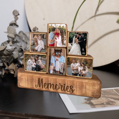 Custom Family Wood Stacking Photo Blocks Set For Christmas Day Gift Ideas