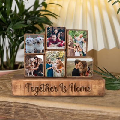 Custom Family Wood Stacking Photo Blocks Set For Christmas Day Gift Ideas