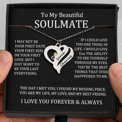 To My Soulmate Heart Necklace With Personalized Name For Valentine's Day