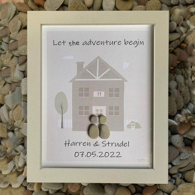 Personalized Pebble Art Picture Frame For Couple Wedding Anniversary Valentine's Day