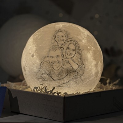 Personalized Moon Lamp 3D Photo Moonlight Touch Christmas Family Home Decor