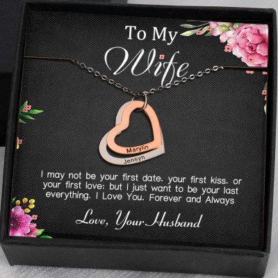 To My Wife Personalized Heart Necklaces With Name For Her Valentine's Day