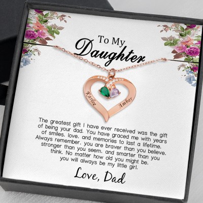 Personalized To My Daughter Heart Necklace From Dad For Little Girl